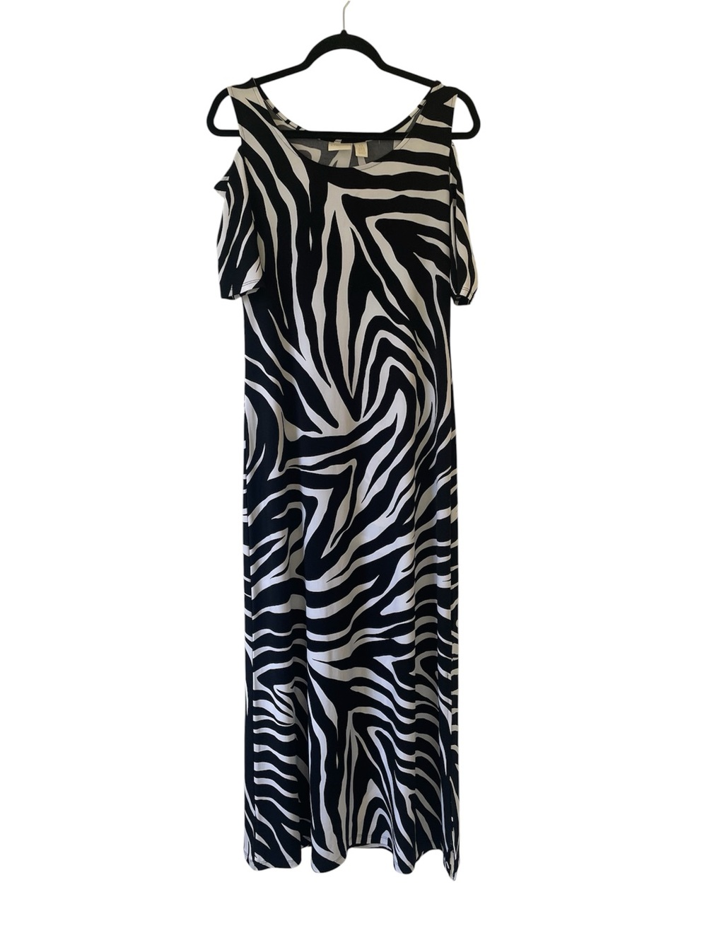 Chicos cold shoulder zebra print maxi dress size 0/extra small